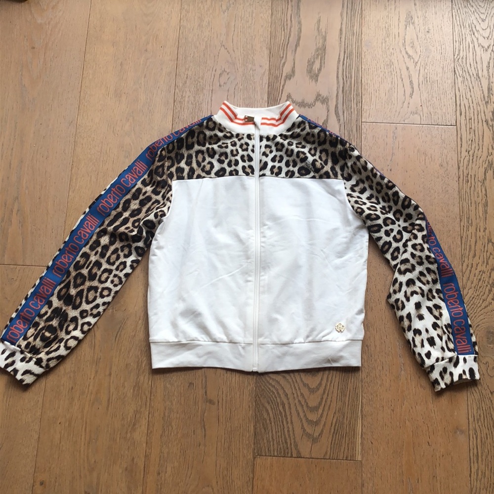 Roberto Cavalli Junior sports track suit pants and jacket animal print